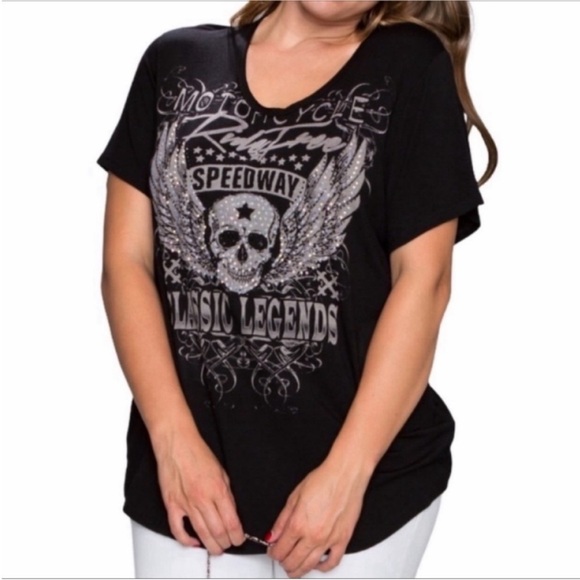 VOCAL bling motorcycle t-shirt tunic top 1X - Picture 1 of 10